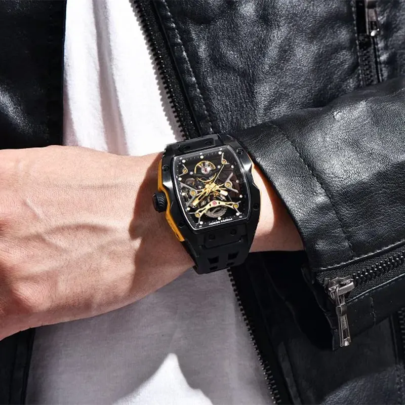 Pagani Design Skeleton Dia Black Strap Men's Watch- PD-YS018